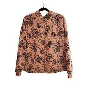 Disney Mickey Mouse Pink Fleece Half Zip Hoodie Junior Size XXL